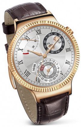 Smartwatch HUAWEI Watch Złoty + pasek skórzany brązowy