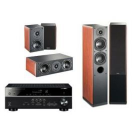 Yamaha MusicCast RX-V483 (czarny), Indiana Line Nota 550 X/240 X/740 X (orzech)