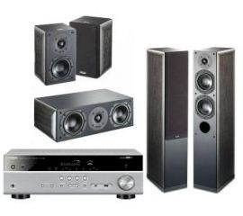 Yamaha MusicCast RX-V483 (tytanowy), Indiana Line Nota 550 X/240 X/740 X (czarny dąb)